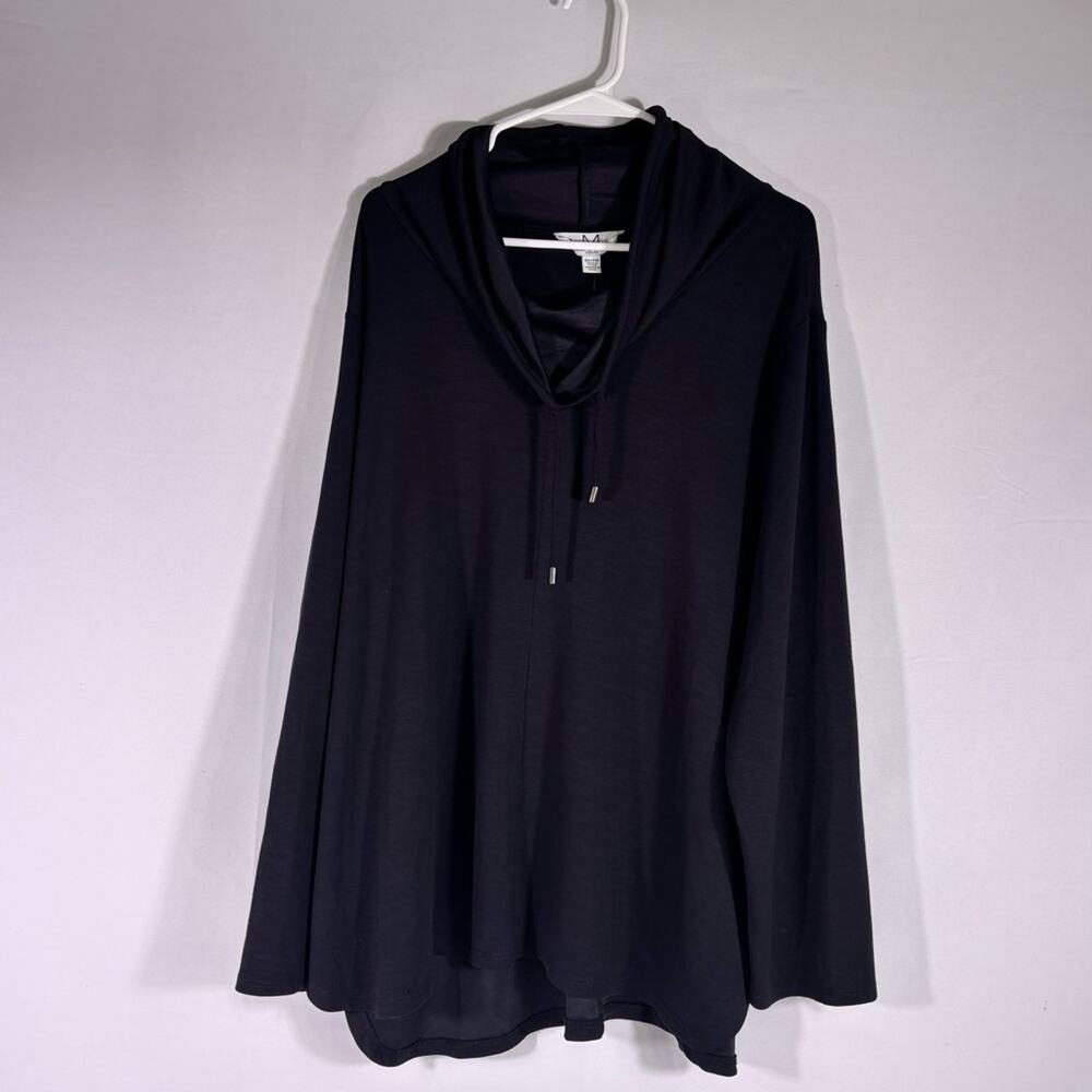NWT Magaschoni Woman Black Cowl Neck Tunic Top Soft Stretch Size 2XL 0307